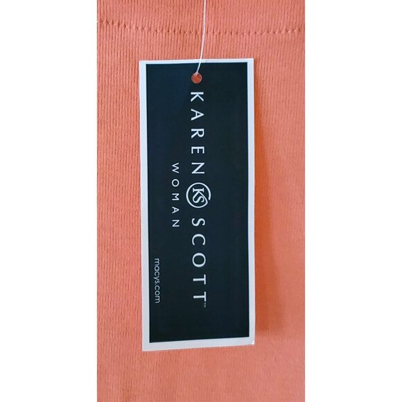 KAREN SCOTT WOMAN SHORT SLEEVE PEACH CORAL SHIRT SIZE 3X NWT - Picture 5 of 7